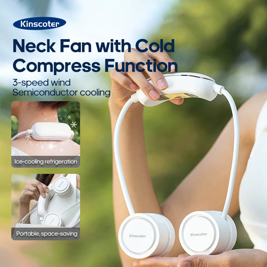 Portable Neck Fan with Cold Compress — 3-Speed 800mAh Sports Cooling Fan for Outdoor Travel