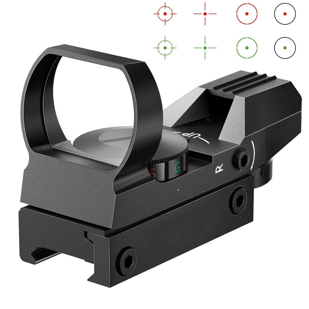Tactical Red & Green Dot Sight — Reflex Optics Scope with 20mm Rail Mount