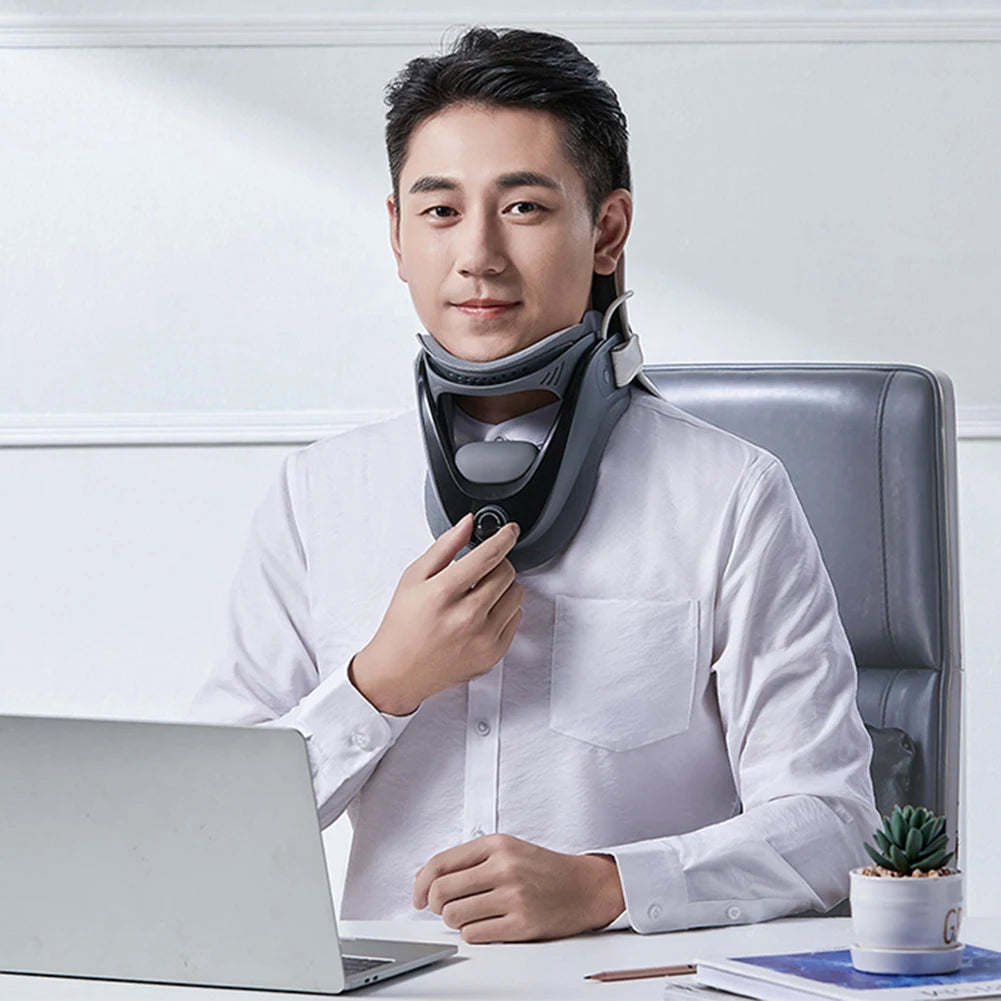 Cervical Neck Traction Device with Airbag Support Neck Brace Adjustable Ergonomic Neck Stretcher for Cervical Spine Alignment