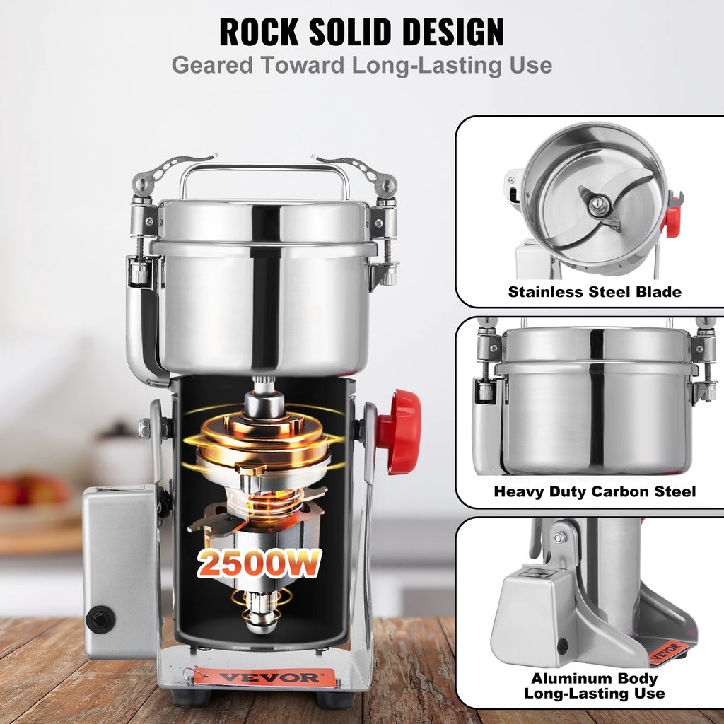 SucceBuy Commercial Grain Mill Grinder — 150-2500g Electric Swing Spice Grinder