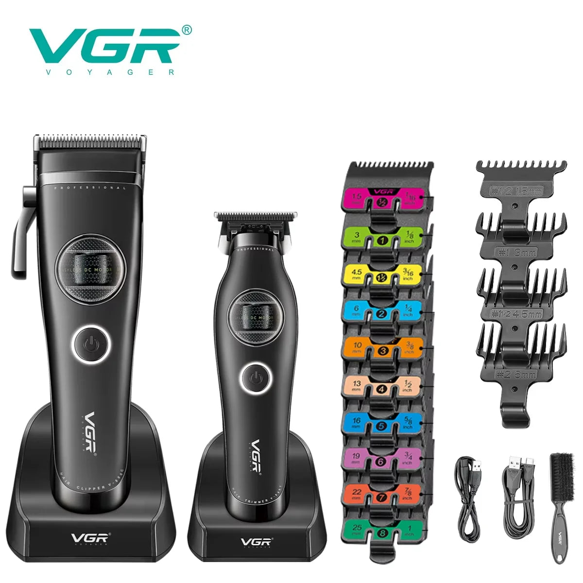 VGR Hair Trimmer Brushless External Rotor Motor Professional Hair Cutting Machine Barber Clippers Cordless Trimmer for Men V-880