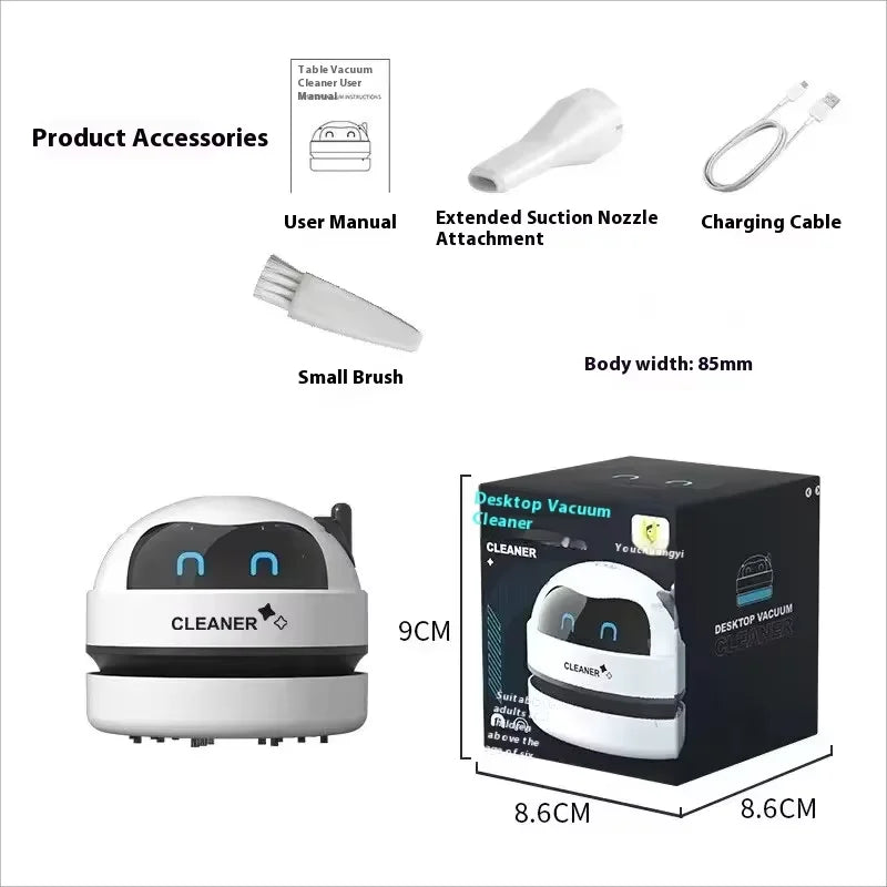 HOMEFISH Desktop Mini Vacuum Cleaner — Rechargeable Keyboard & Rubber Shavings Dust Extractor