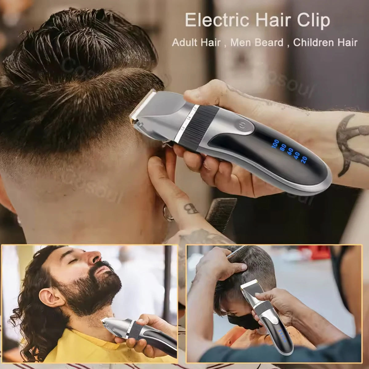 Hair Clipper Kit — Electric Trimmer with Comb & 4 Guide Caps for Precise Cutting