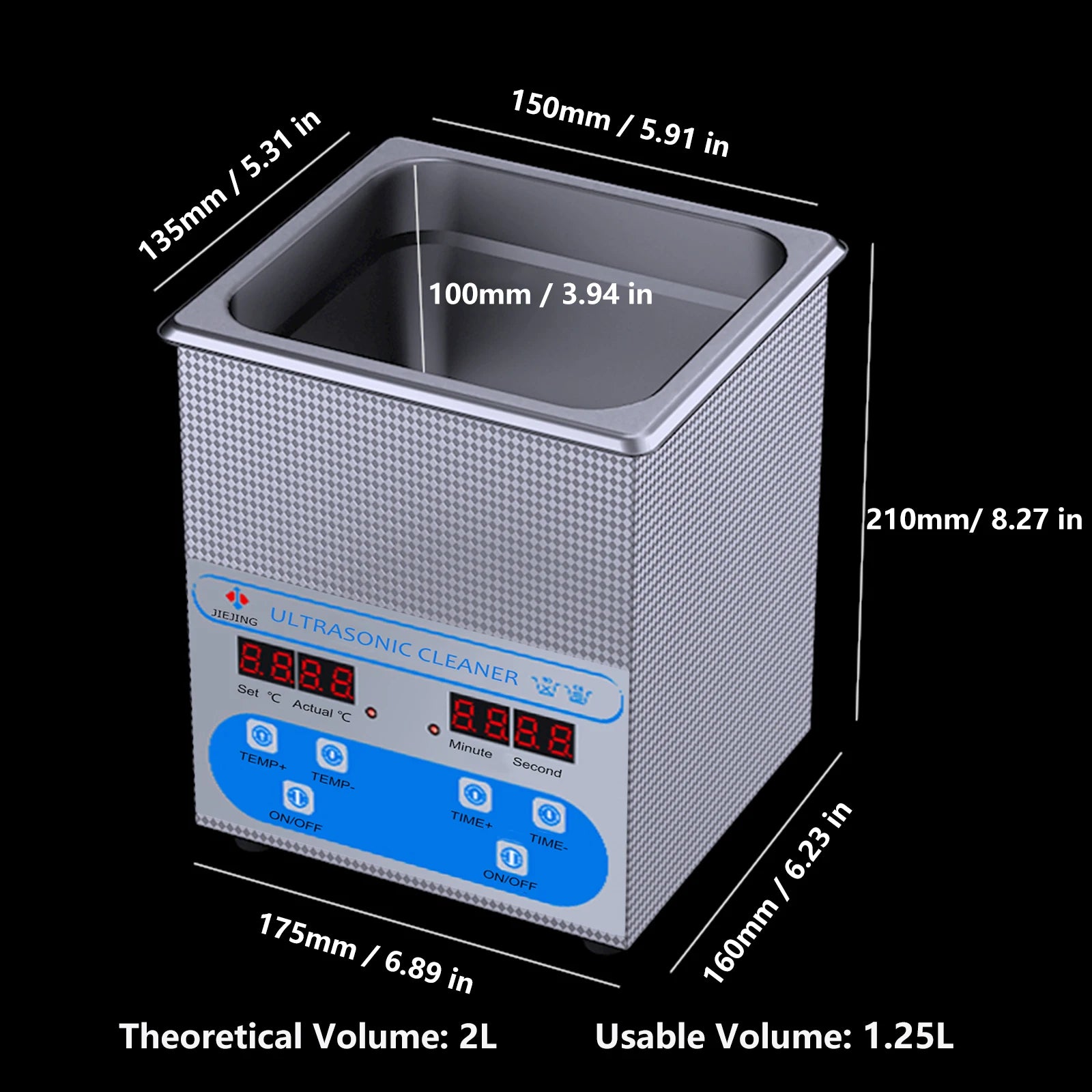 2L Ultrasonic Cleaner 40kHz — Jewelry, Watch & Eyeglasses Ultrasound Bath Machine