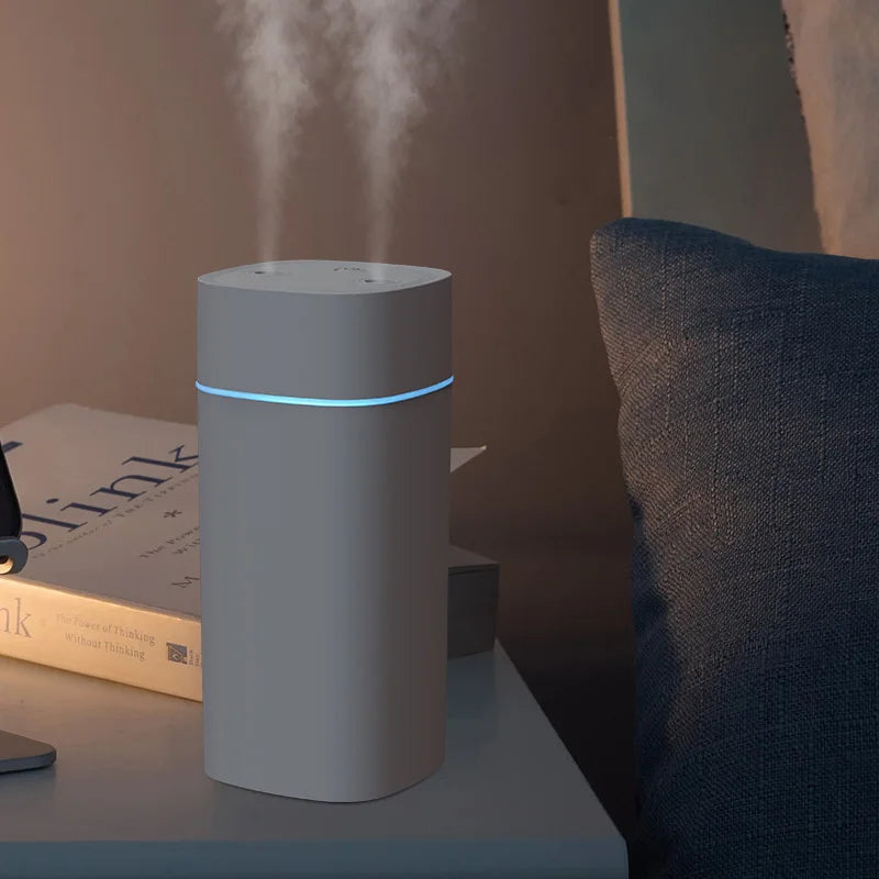 USB Air Humidifier 600ml — Double Spray, Essential Oil Aromatherapy for Home & Office