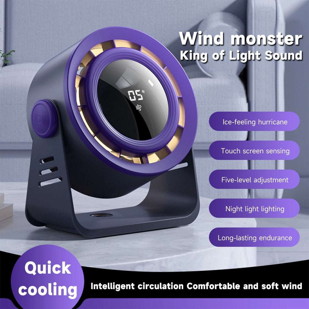 USB Silent Turbo Desk Fan — 5-Speed Desktop & Wall Mount Electric Fan 2025