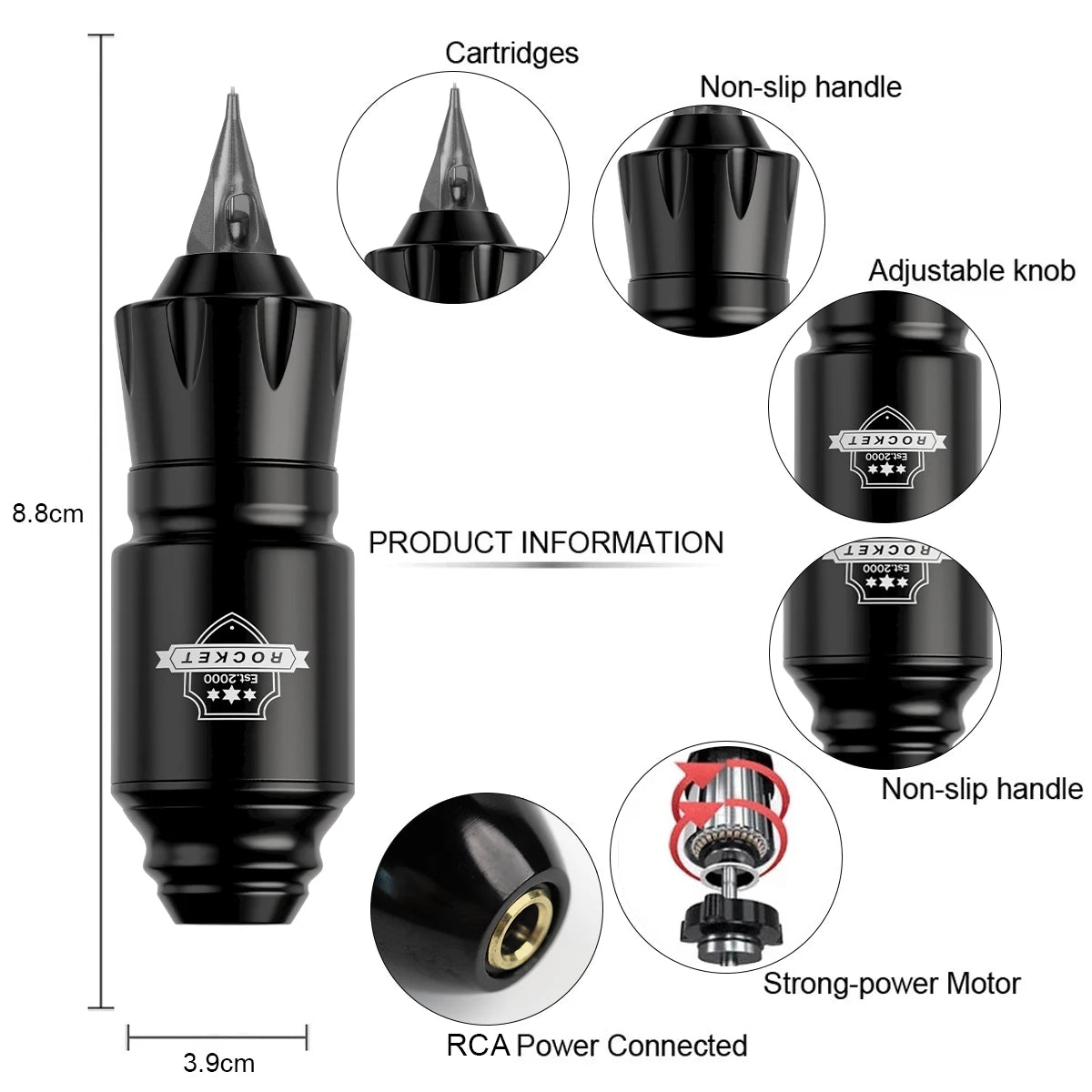 DM Wireless Tattoo Kit — Complete Mini Rocket Machine Set