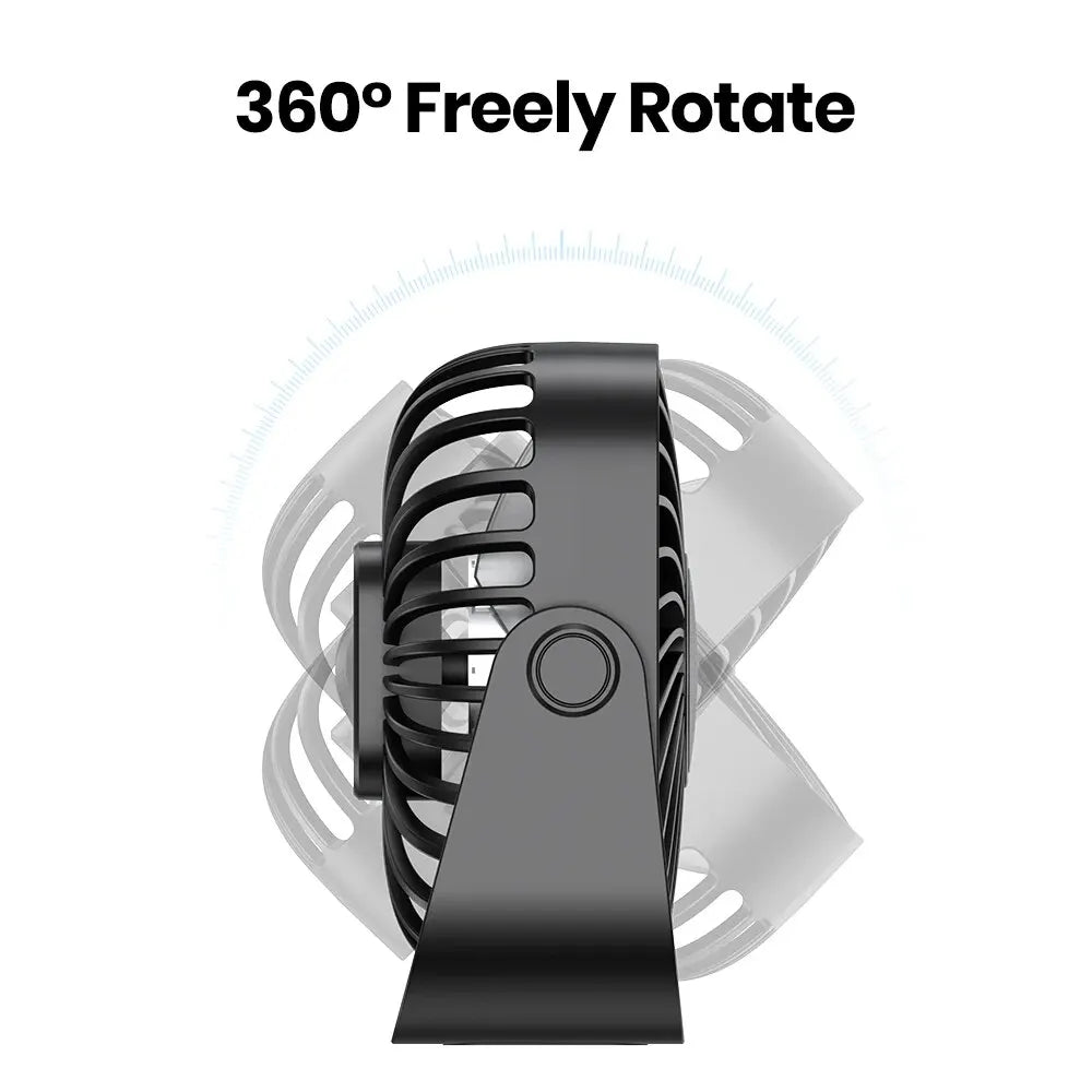 TOPK 4" USB Mini Portable Fan — 3-Speed Quiet Desk Fan with 360° Adjustment