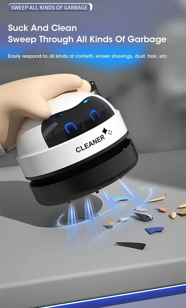 HOMEFISH Desktop Mini Vacuum Cleaner — Rechargeable Keyboard & Rubber Shavings Dust Extractor