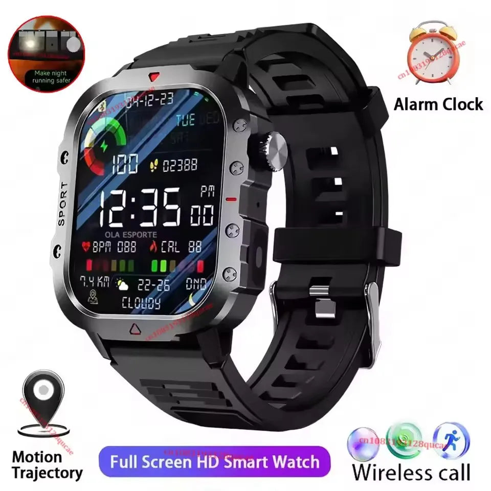 2026 Military Smartwatch — IP67 3ATM, GPS, Fitness Tracker & Bluetooth Calls for Men