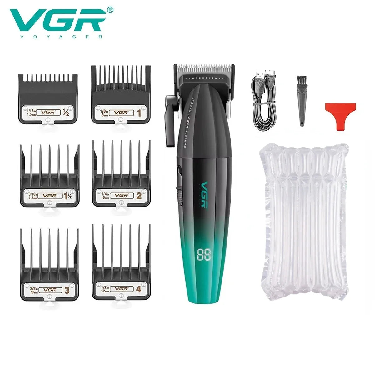 VGR Hair Trimmer Professional Clipper Barber Adjustable Hair Cut Machine 9000 RPM Clipper LED Display Hair Clippers Men V-003