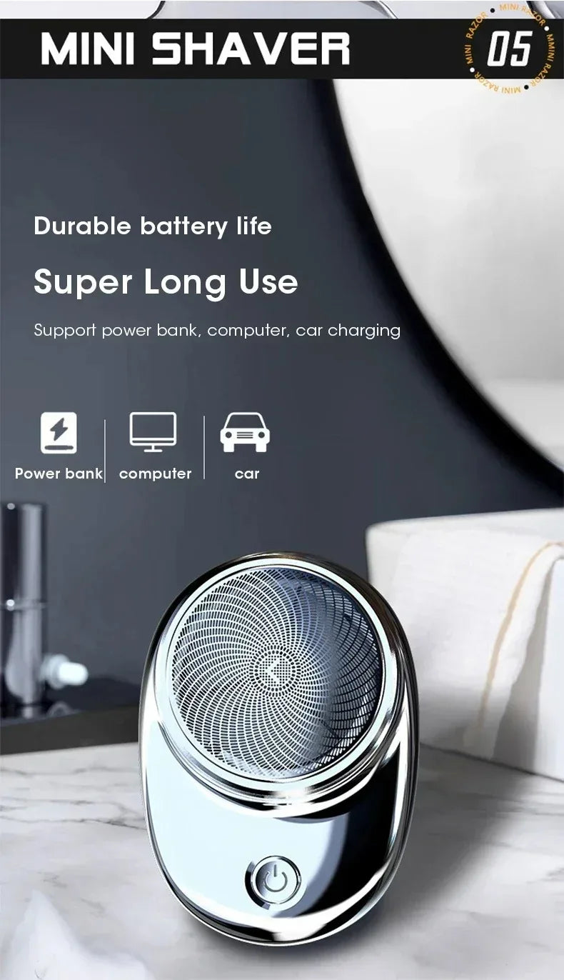 Pocket Mini Travel Electric Shaver — Rechargeable Wireless Detachable Facial & Body Trimmer