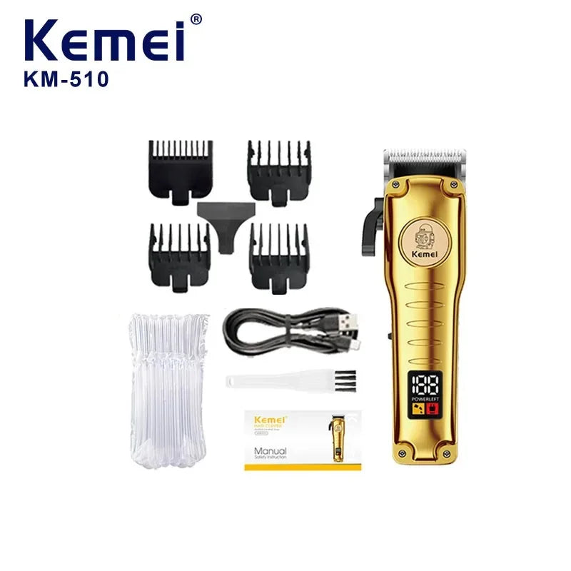 Kemei Professional Hair Clippers Electric Cordless Hair Trimmer with LCD Display USB Rechargeable Hair Cutting Machine for Men