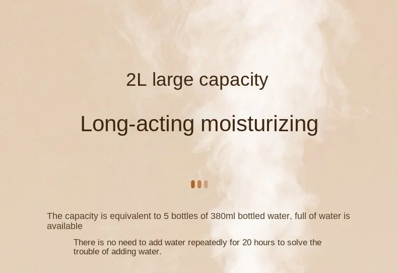 2L Double Spray Humidifier — Large Capacity Silent USB with Night Light & Digital Display