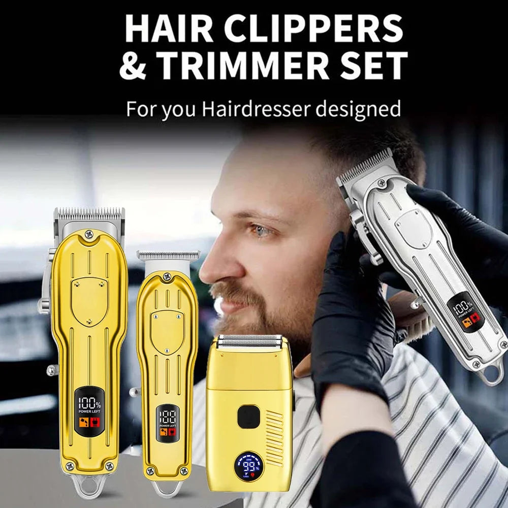 Professional USB Rechargeable Hair Clipper & Beard Trimmer — Complete Barber Kit for Men