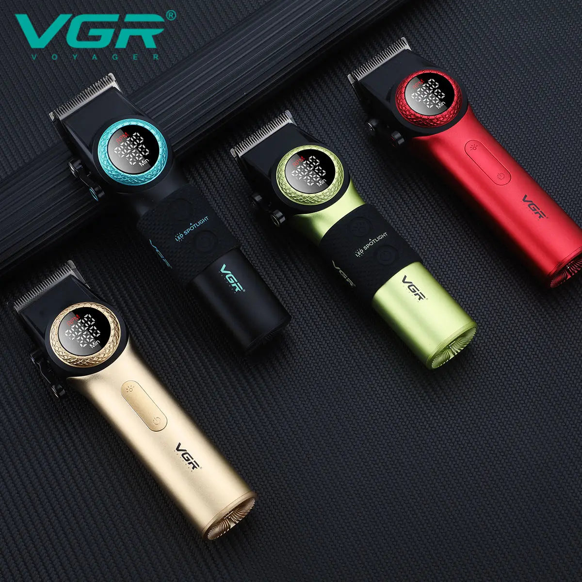 VGR Professional Hair Clipper — 12000RPM LED Digital Carving Electric Clipper V-001 & V-977