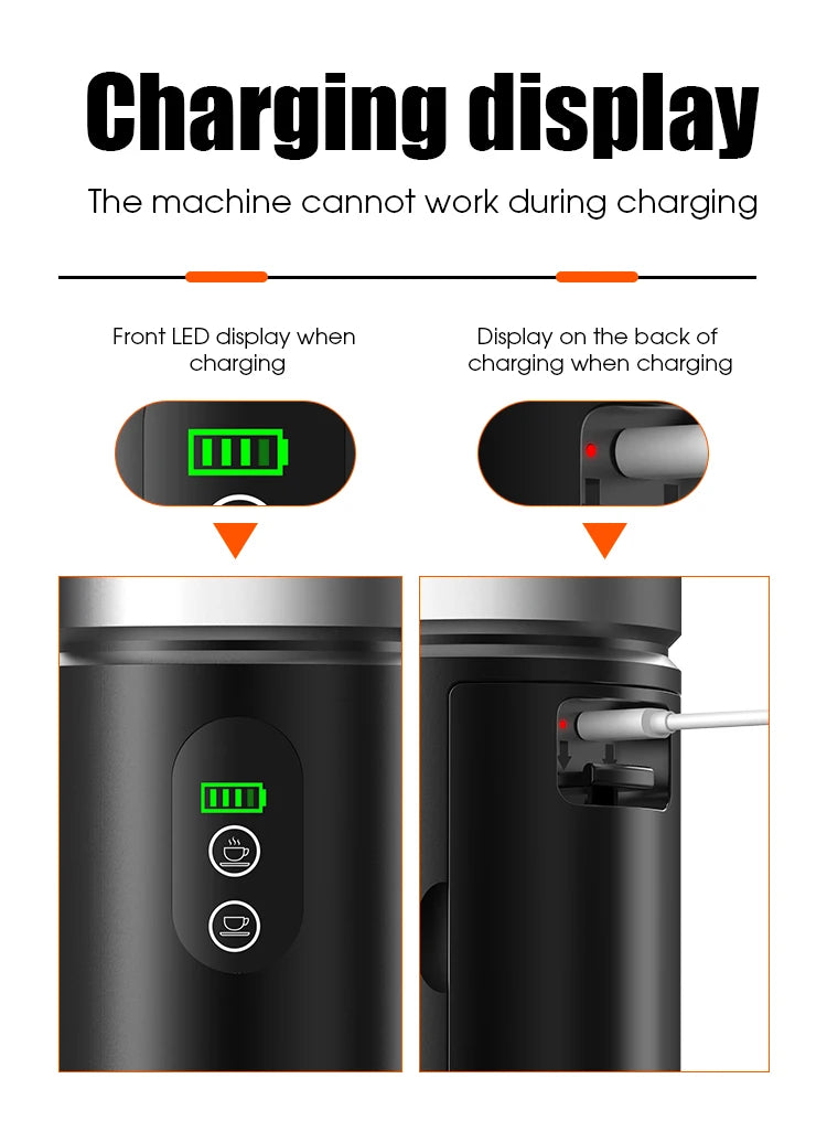 DENOKIN 3-in-1 Portable Espresso Machine — Digital Display, Removable Battery for Car, Home & Camping