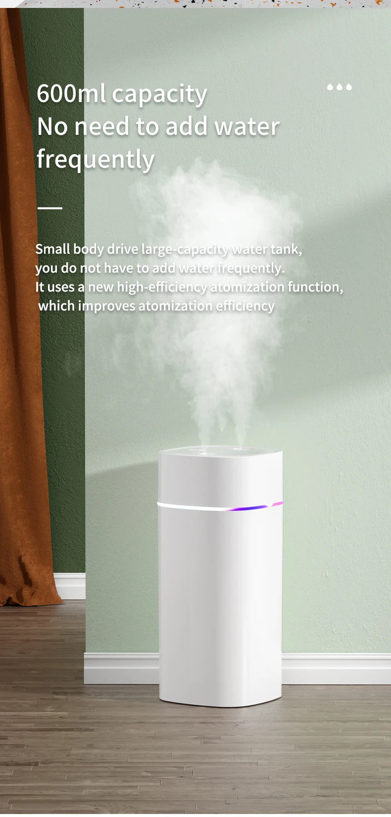 USB Air Humidifier 600ml — Double Spray, Essential Oil Aromatherapy for Home & Office
