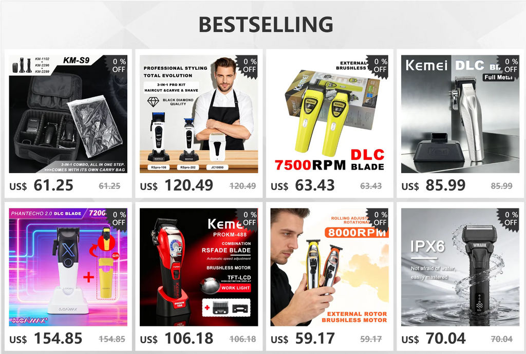 Kemei KM-T228 Professional Reciprocating Foil Shaver — Turbo High Speed, LCD, USB Fast Charge