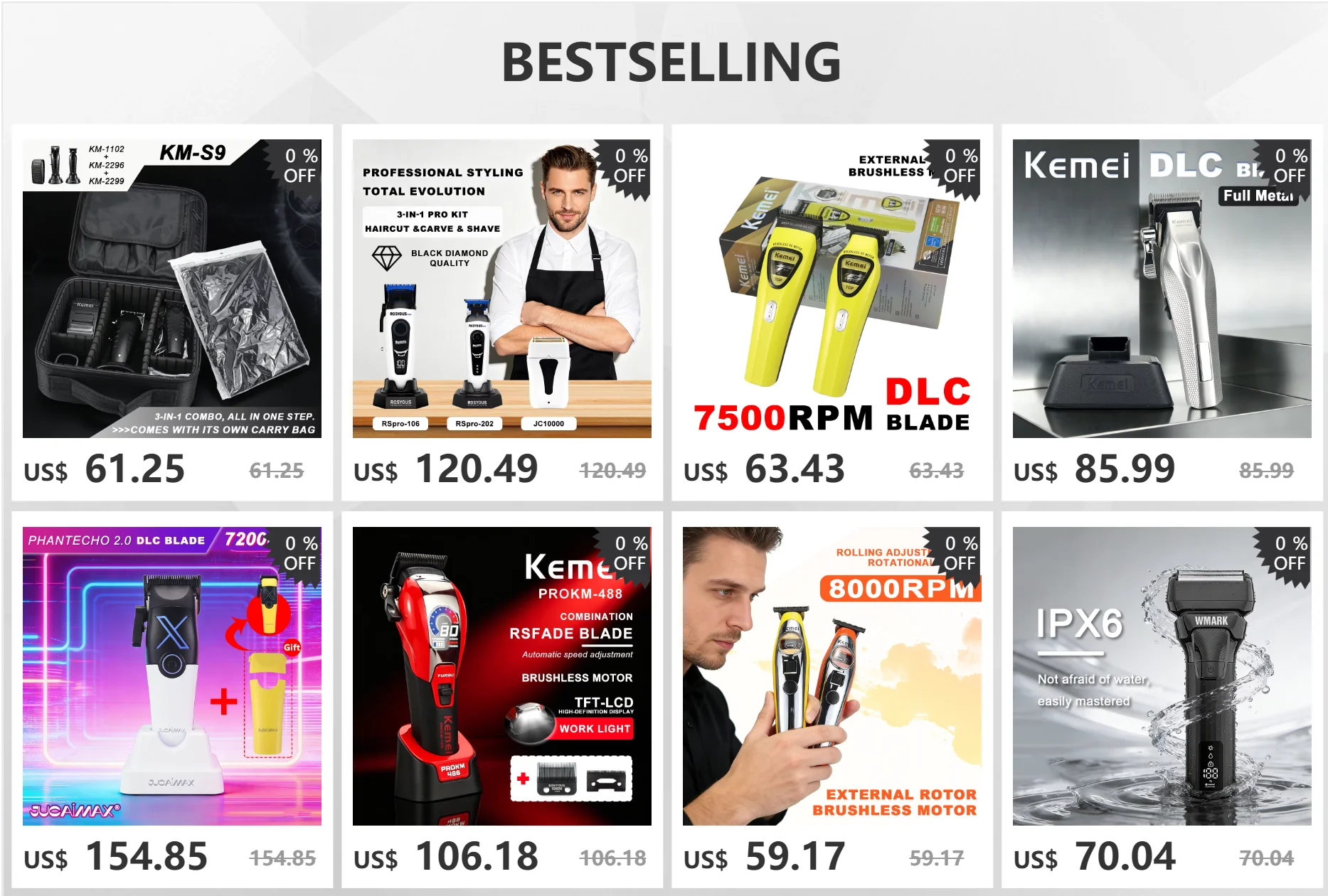 Kemei KM-T228 Professional Reciprocating Foil Shaver — Turbo High Speed, LCD, USB Fast Charge