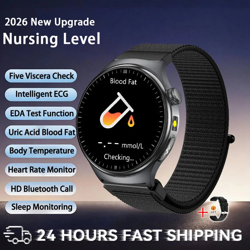 2026 ECG Smartwatch — Accurate Diagnosis, HD AMOLED, Body Fat & Bluetooth Call
