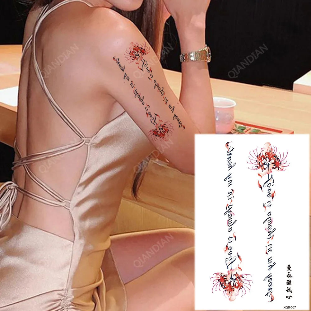 Floral Waterproof Temporary Tattoo — Rose, Lotus & Sunflower Body Art for Women