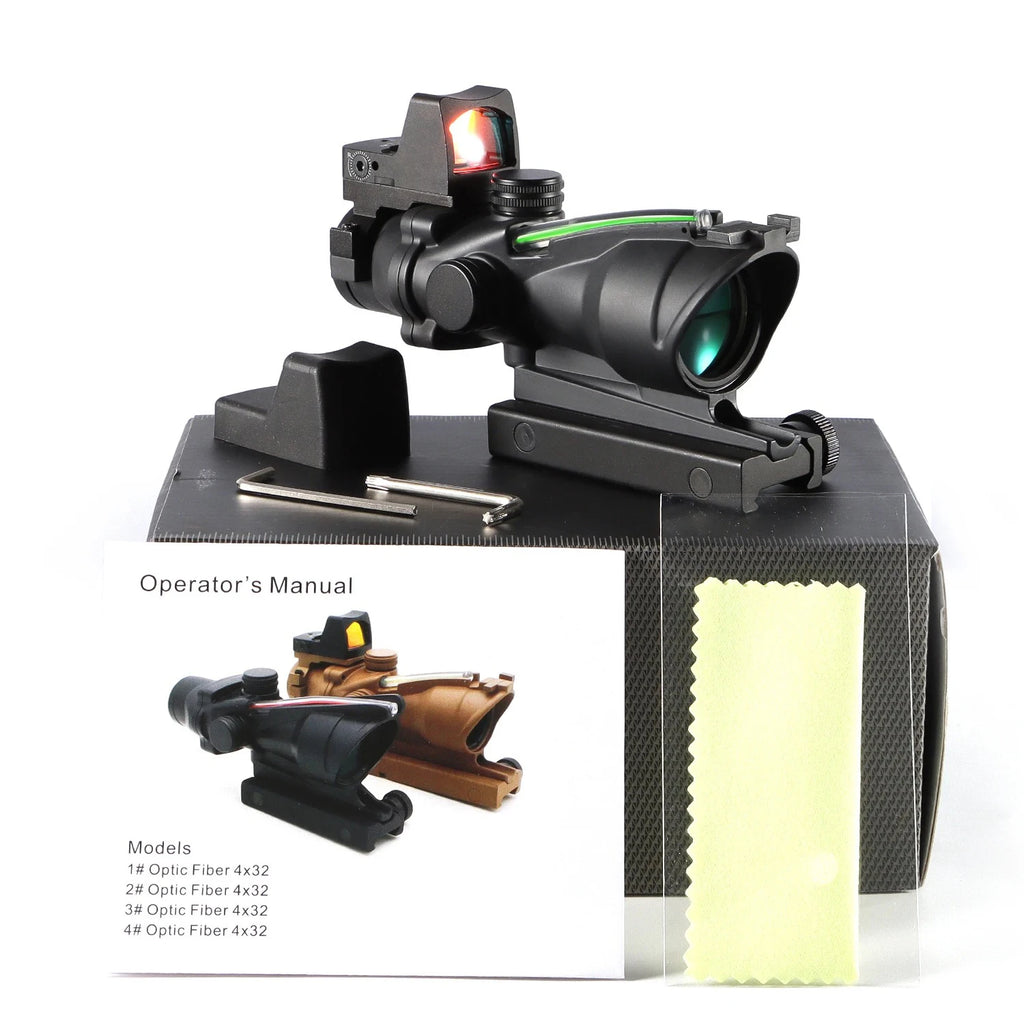 4x32 Tactical Scope with Red Dot — 1X/4X Adjustable 20mm Rail Hunting Scope