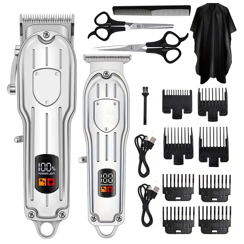 Professional USB Rechargeable Hair Clipper & Beard Trimmer — Complete Barber Kit for Men