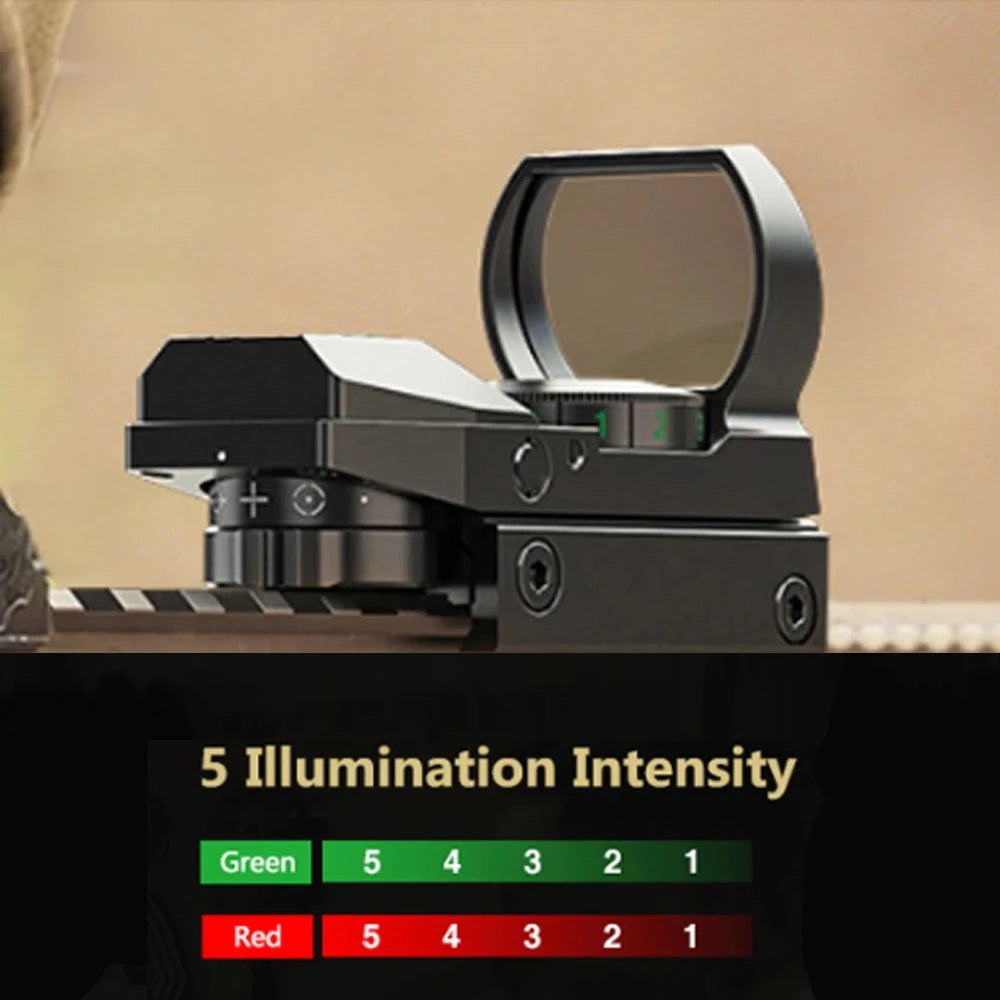 Tactical Red & Green Dot Sight — Reflex Optics Scope with 20mm Rail Mount