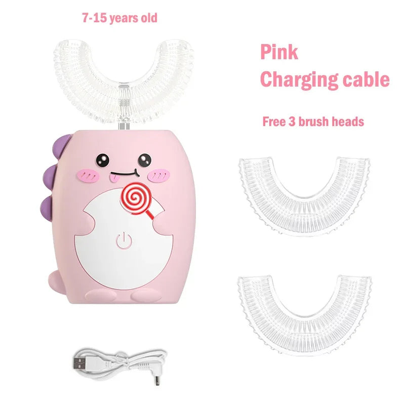 Kids Sonic Electric Toothbrush — U-Shaped Silicone 360° Smart Brush with Timer & Songs