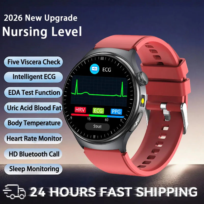 2026 ECG Smartwatch — Accurate Diagnosis, HD AMOLED, Body Fat & Bluetooth Call