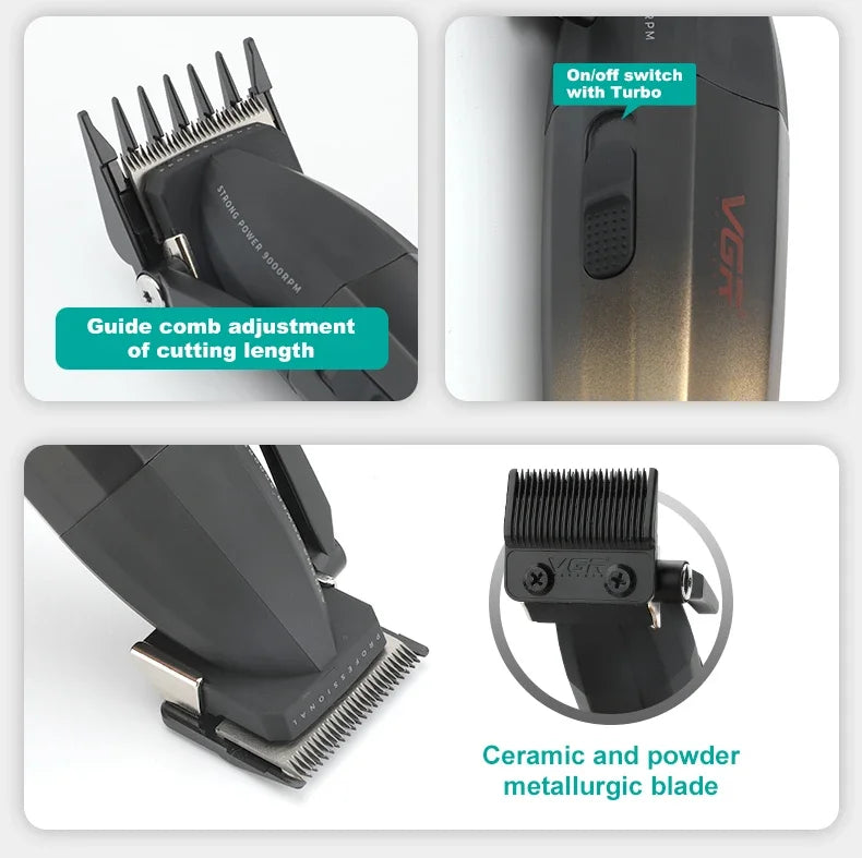 VGR Hair Trimmer Professional Clipper Barber Adjustable Hair Cut Machine 9000 RPM Clipper LED Display Hair Clippers Men V-003