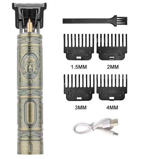 Professional Beard & Hair Trimmer — Zero-Gap T-Blade, LCD Display & Hair Shears Kit for Men