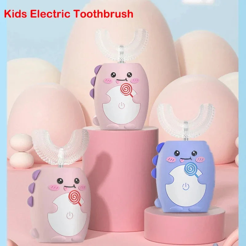 Kids Sonic Electric Toothbrush — U-Shaped Silicone 360° Smart Brush with Timer & Songs