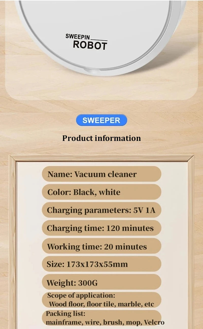 XMSJ Smart Sweeping Robot 2026 — Strong Suction, Washable Mop for Pet Hair & Hard Floors