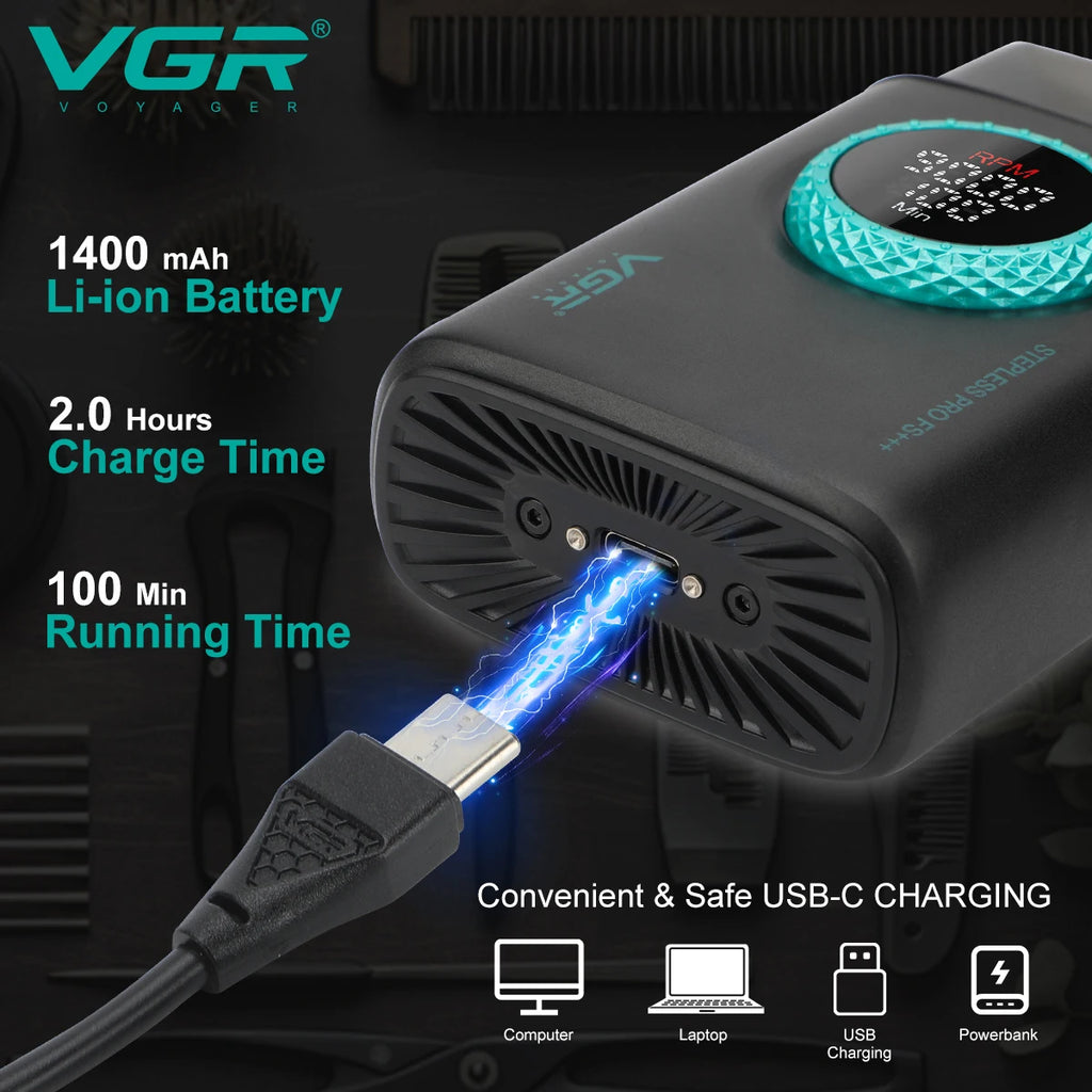 VGR V-378 Professional Foil Shaver — Rechargeable Cordless Electric Head Shaver for Men