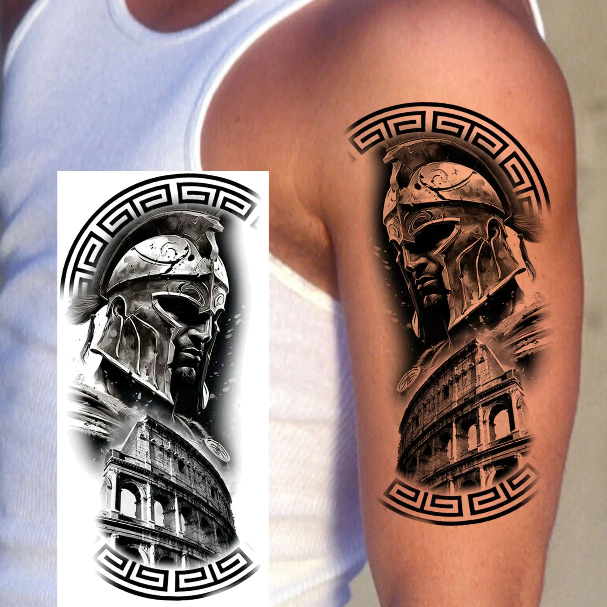 Spartan Warrior Temporary Tattoo — Realistic Waterproof Body Art