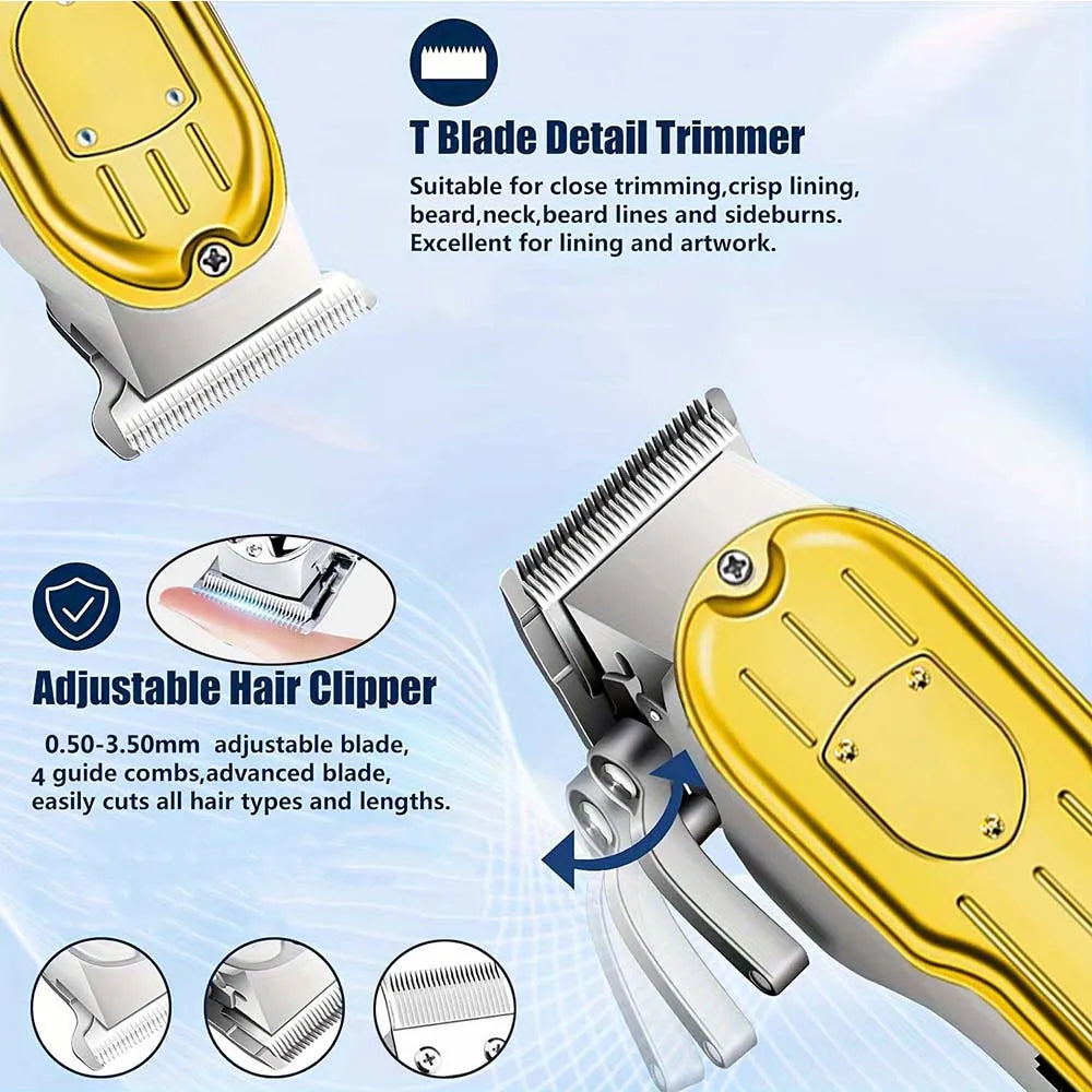 Professional USB Rechargeable Hair Clipper & Beard Trimmer — Complete Barber Kit for Men