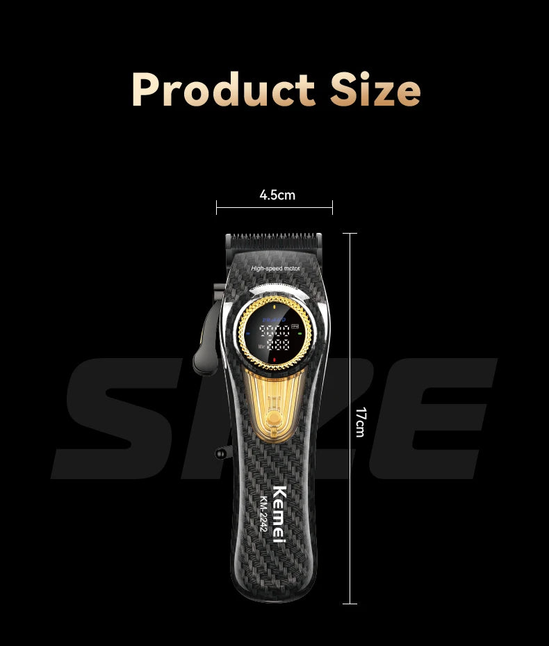 Kemei Professional Hair Clipper Kit — DLC Blade Rechargeable Cordless Barber Trimmer