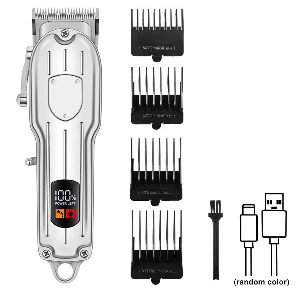 Professional USB Rechargeable Hair Clipper & Beard Trimmer — Complete Barber Kit for Men