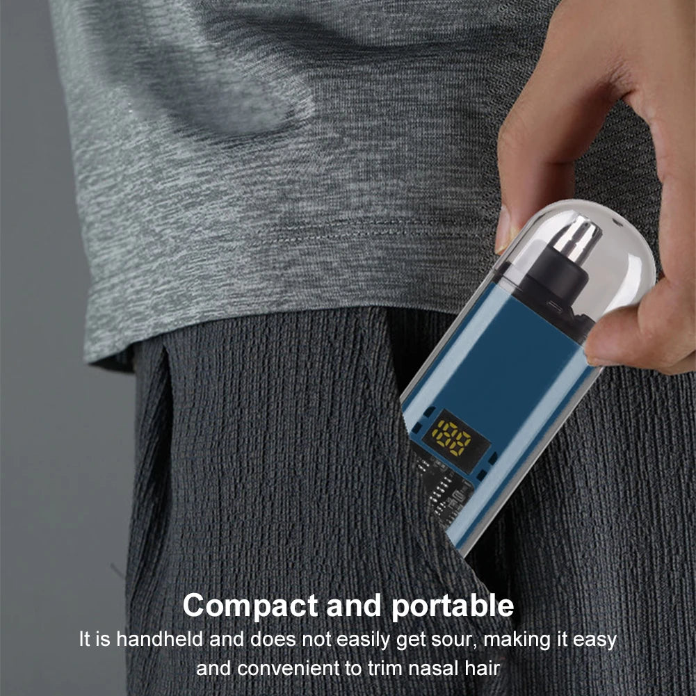 Portable Ear & Nose Hair Trimmer — Digital Display, Painless Electric Eyebrow & Beard Shaver