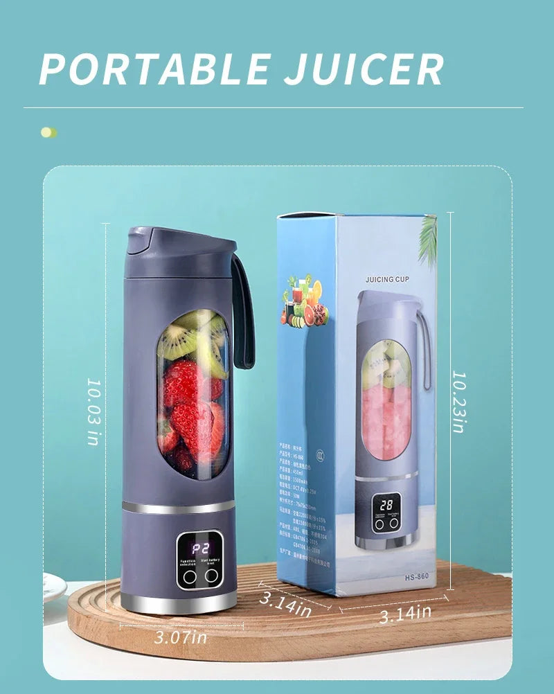 2025 Mini Electric Juicer 450ml — Powerful Motor, Digital Display, Crushed Ice
