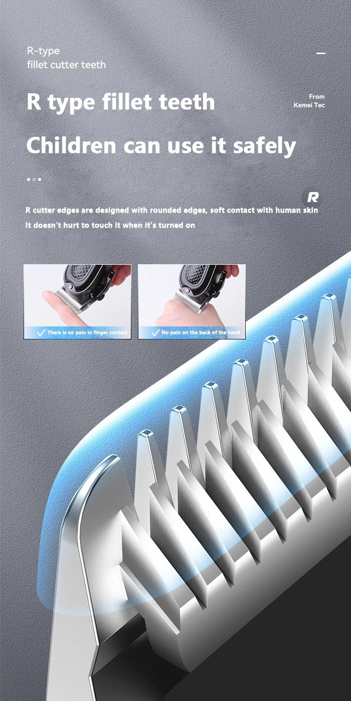 Kemei KM-1071 Cordless Hair Clipper — USB Rechargeable Powerful Beard Trimmer for Men