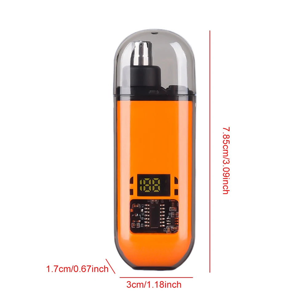 Portable Ear & Nose Hair Trimmer — Digital Display, Painless Electric Eyebrow & Beard Shaver