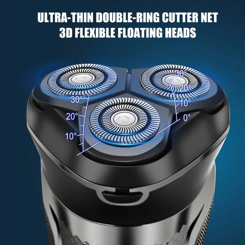 Men's Electric Razor — 3D Flexible Floating Heads, USB Rechargeable with Adjustable Shaving Strokes