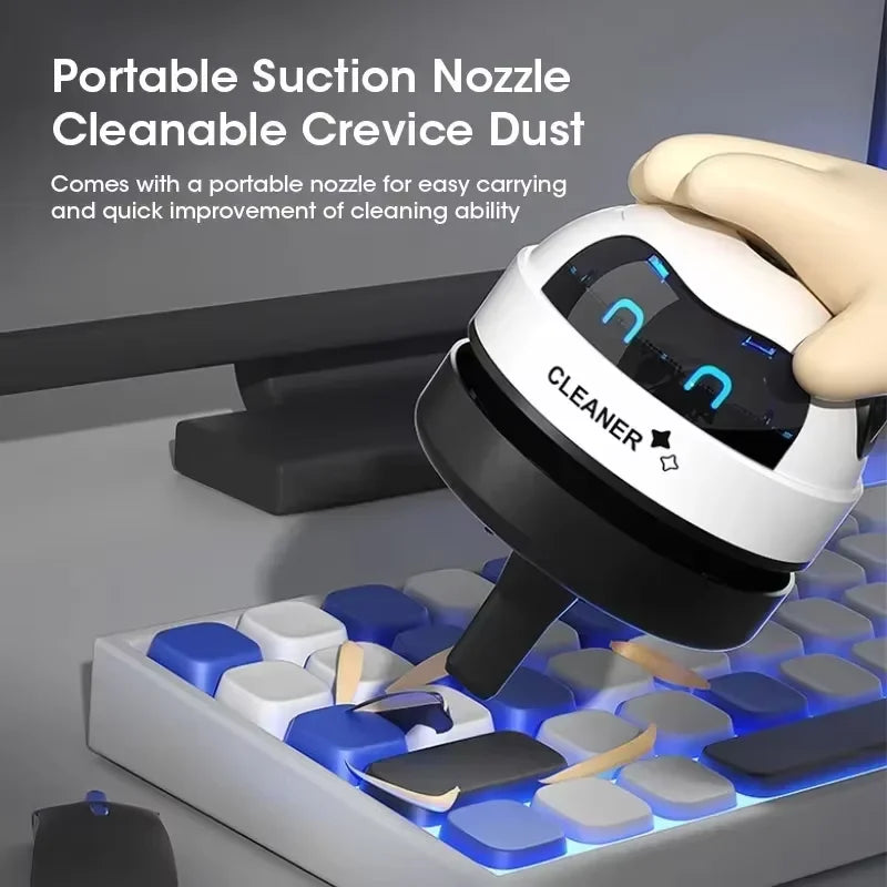 HOMEFISH Desktop Mini Vacuum Cleaner — Rechargeable Keyboard & Rubber Shavings Dust Extractor