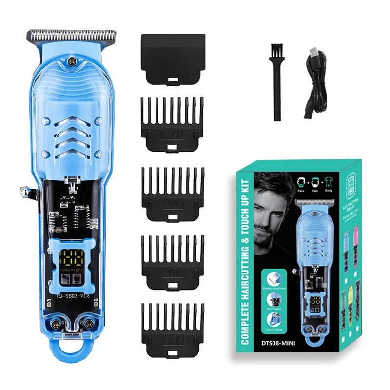 Rechargeable Transparent Hair Clipper — Professional Cordless Electric Trimmer & Shaver for Men