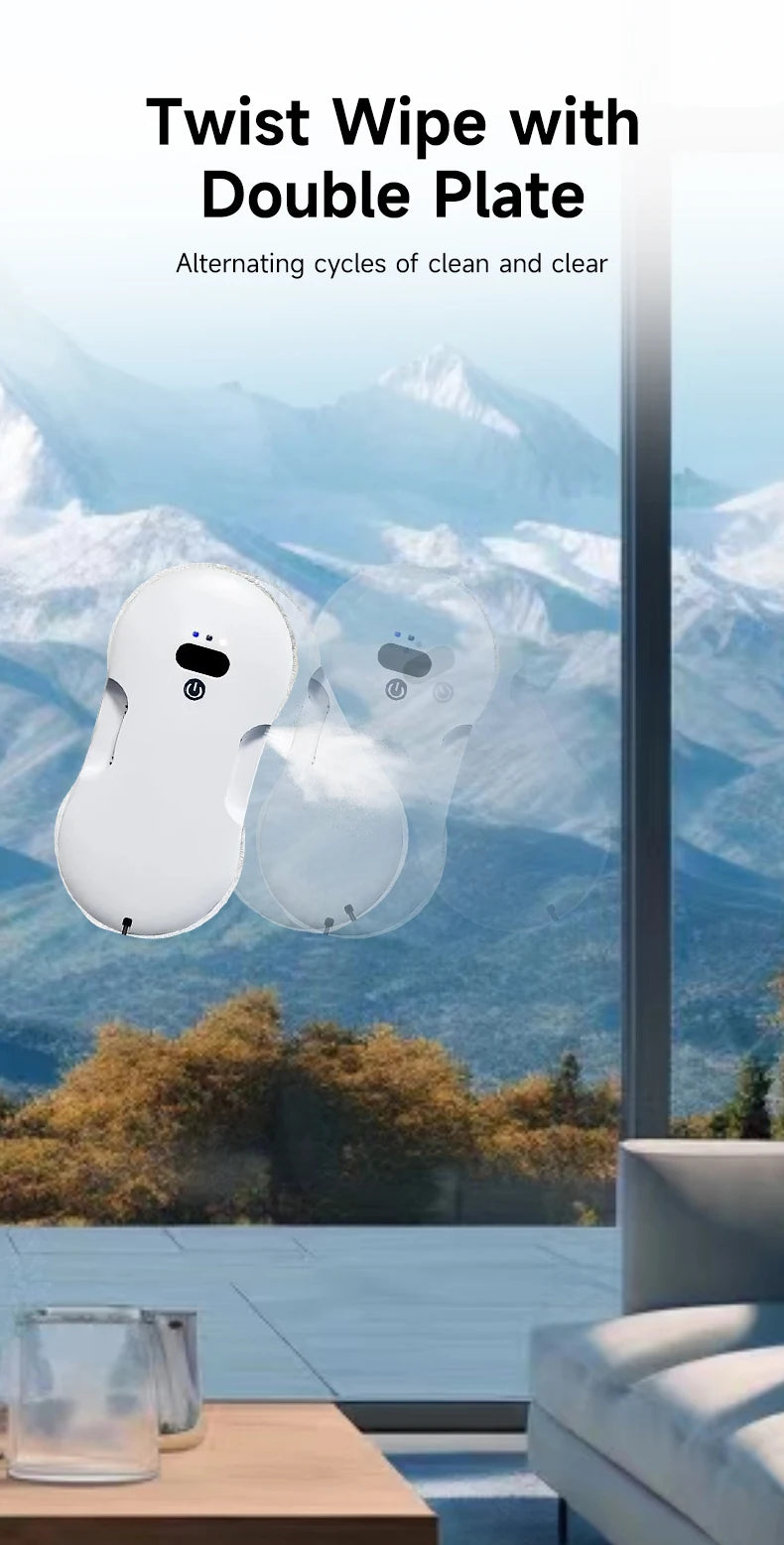 DIVEDEER Dual-Surface Window Cleaning Robot — Remote-Controlled Auto Glass Mist Spray Cleaner
