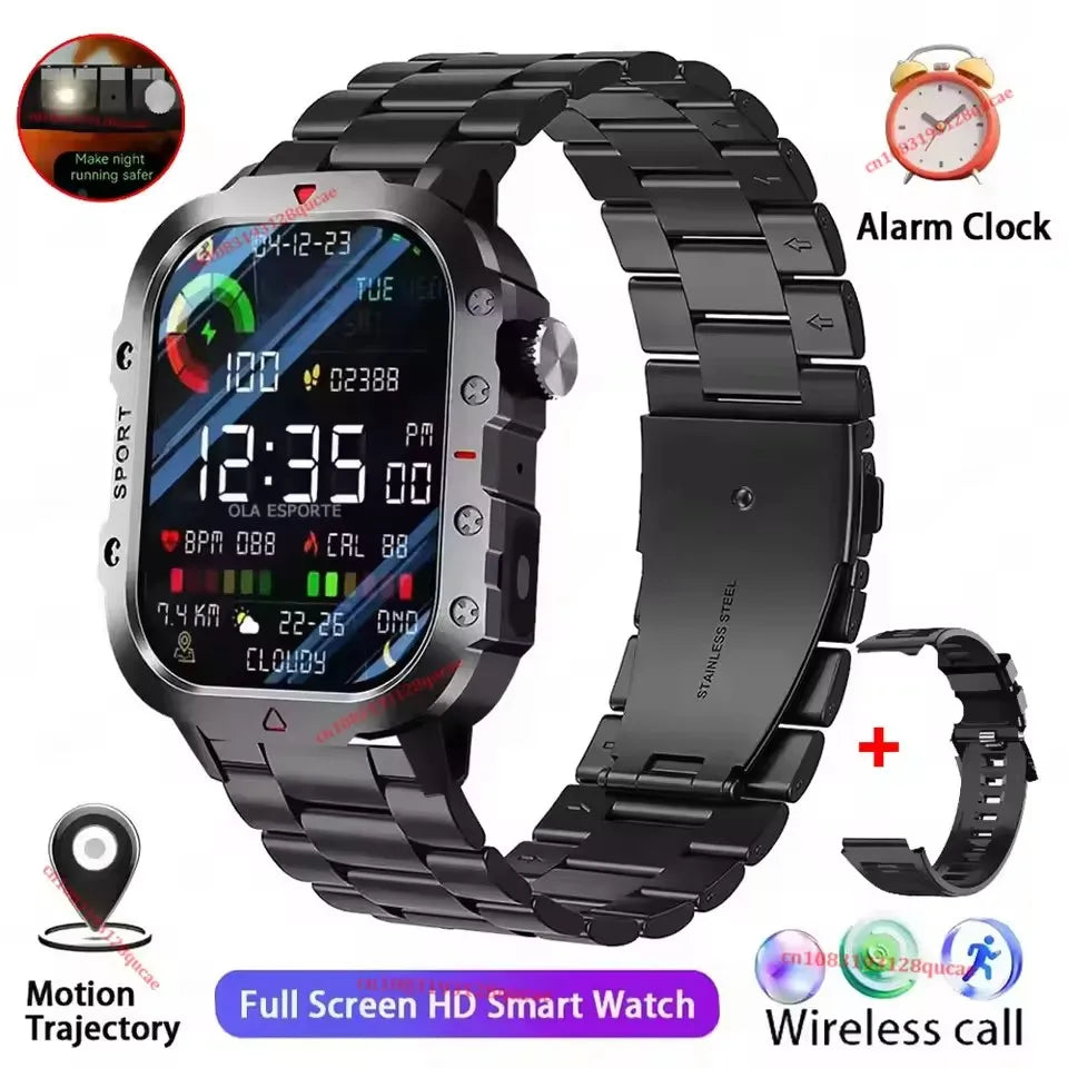 2026 Military Smartwatch — IP67 3ATM, GPS, Fitness Tracker & Bluetooth Calls for Men