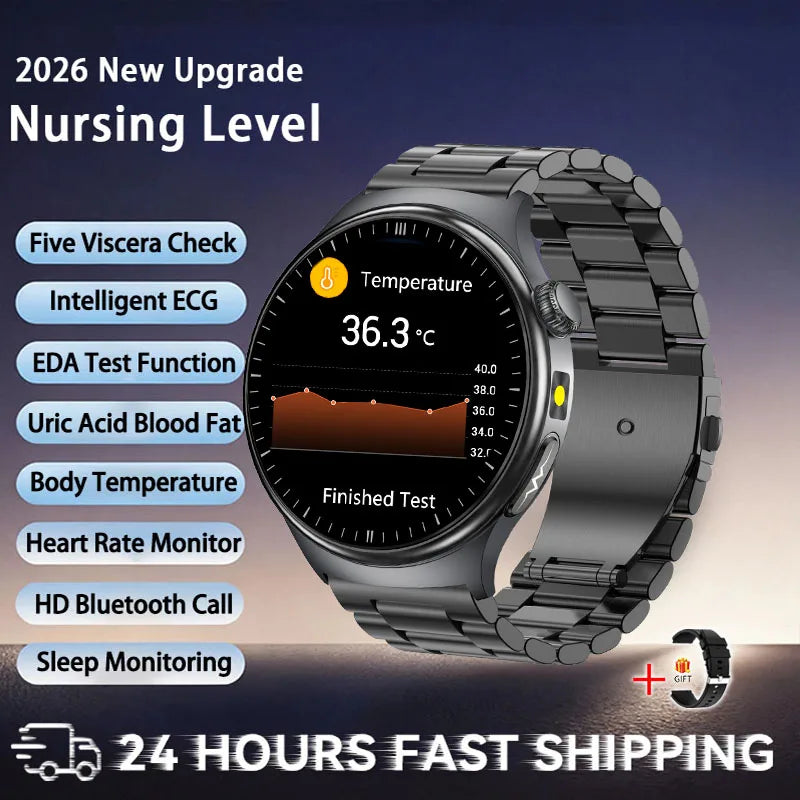 2026 ECG Smartwatch — Accurate Diagnosis, HD AMOLED, Body Fat & Bluetooth Call